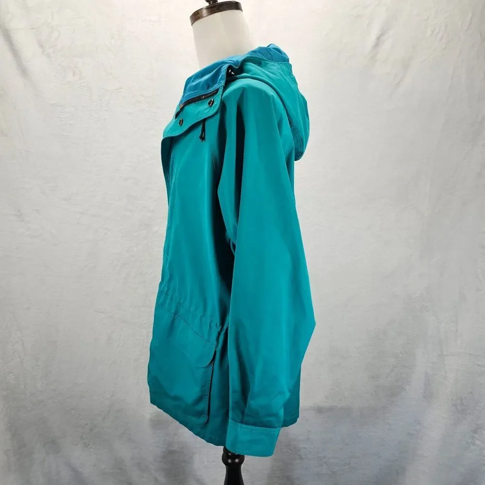 Eddie Bauer Blue Zip‎ Up Snap Hoodie Windbreaker Long Sleeve Pocket Men's Large